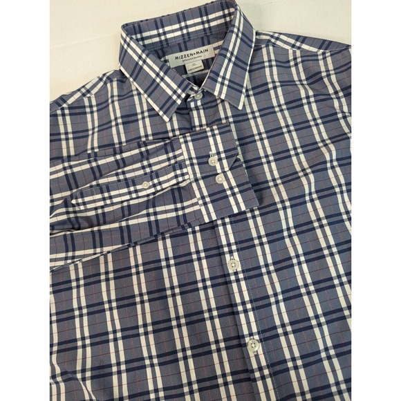 Mizzen+Main Other - Mizzen+Main Performance Stretch Blue Plaid Button Up Shirt Mens XL Trim Fit